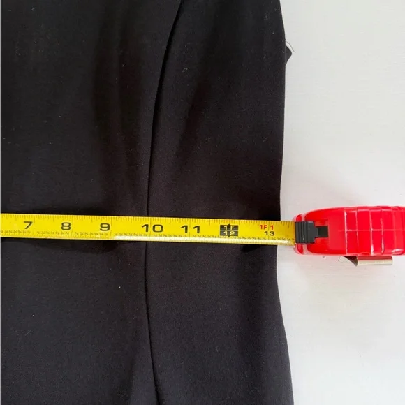 Tahari Black Sheath Dress Size 4 Gold Button Sleeveless Stretch Midi - Picture 12 of 13